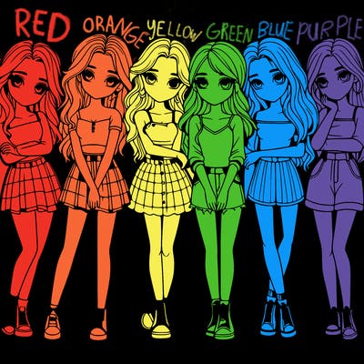 a group of girls realistic