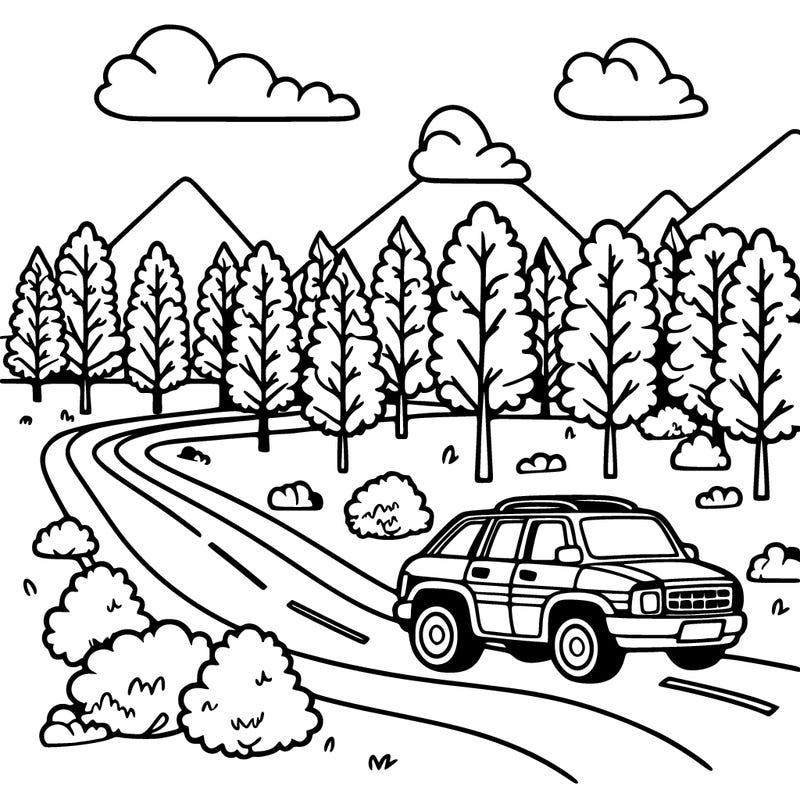 car on a forest road