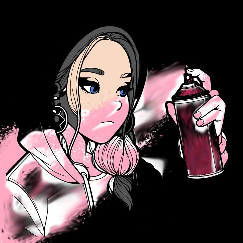 a realistic girl, spray painting