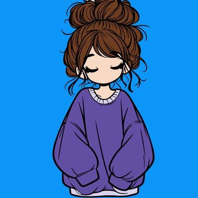 girl with baggy sweatshirt and messy bun