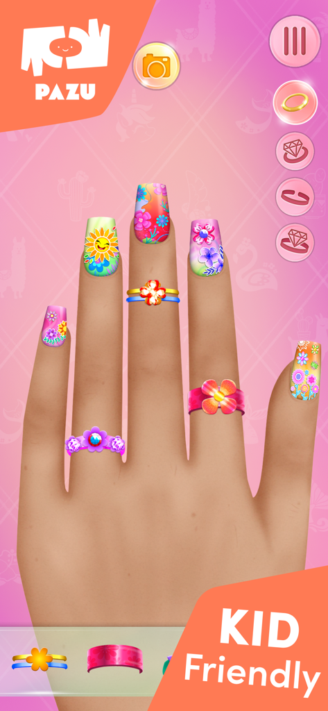 Nail Salon Games for Girls - Arte de uñas de colores y anillos en un juego de manicura para niños