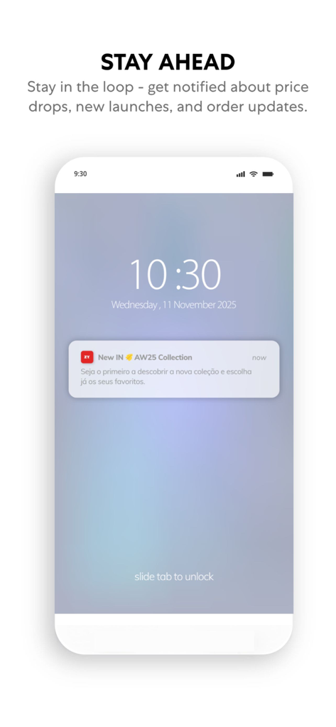 A smartphone lock screen displaying a Zippy Kidstore push notification for a new clothing collection.