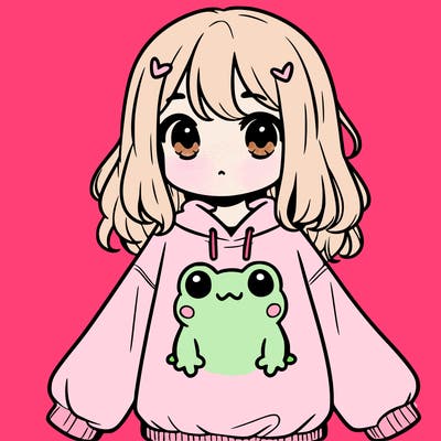 girl wearing frogging sweatshirt