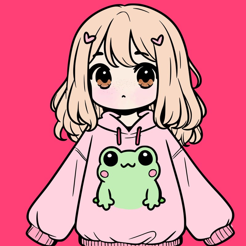 girl wearing frogging sweatshirt