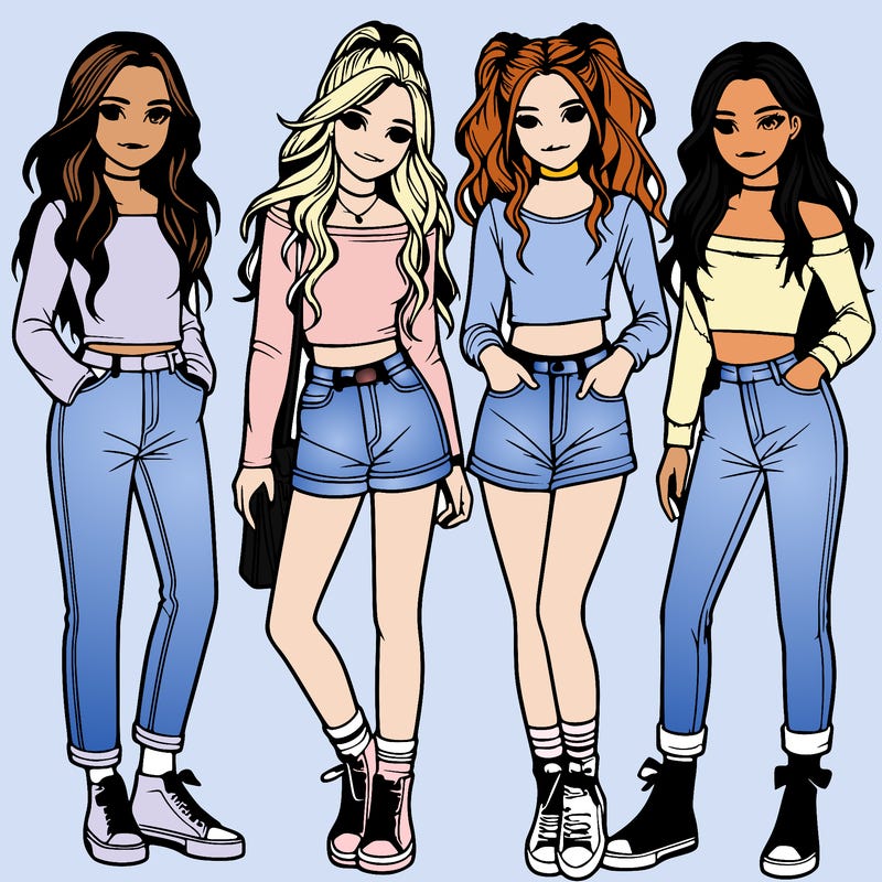 realistic four teenage girls