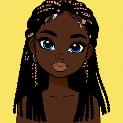 a realistic black girl with braids