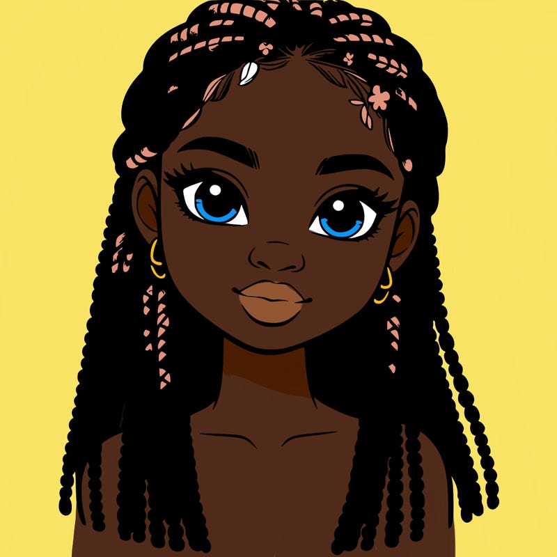 a realistic black girl with braids