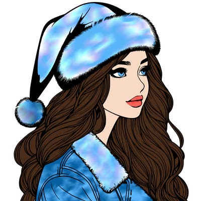 realistic girl in santa hat