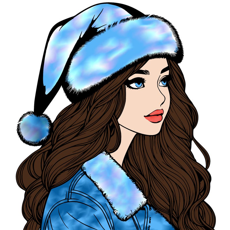 realistic girl in santa hat