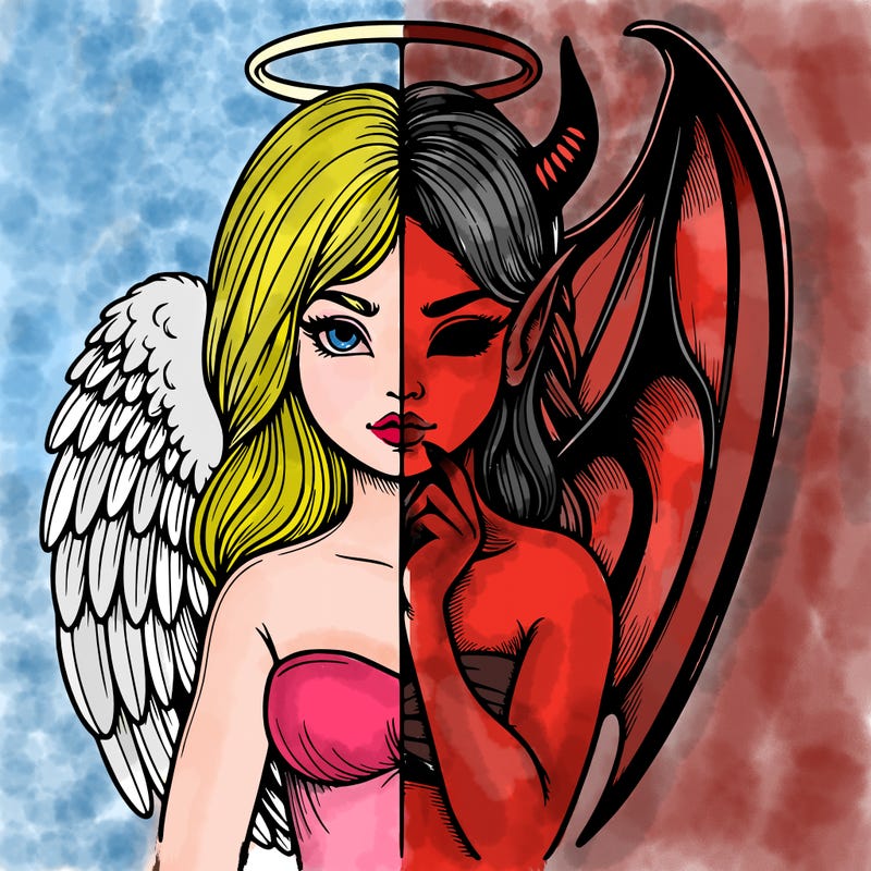 realistic angel half demon