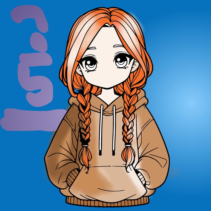 a realistic girl with a oversized hoodie and she has braids
