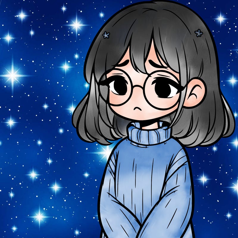 sad girl with glasses in a sweater
