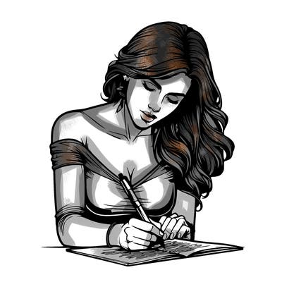 realistic female writing poetry