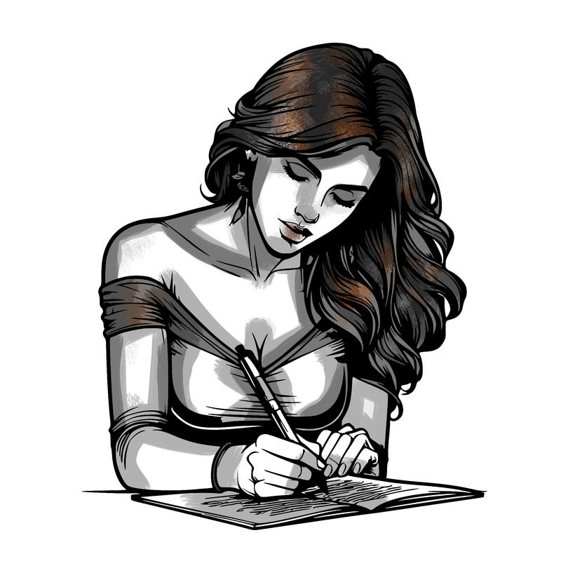 realistic female writing poetry