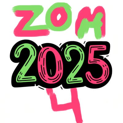 one line scrawled numbers sketch design “2025”