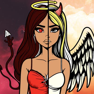 devil vs angel realistic girl
