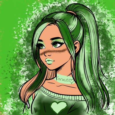 realistic girl with a high ponytail