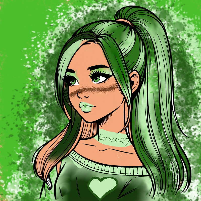 realistic girl with a high ponytail