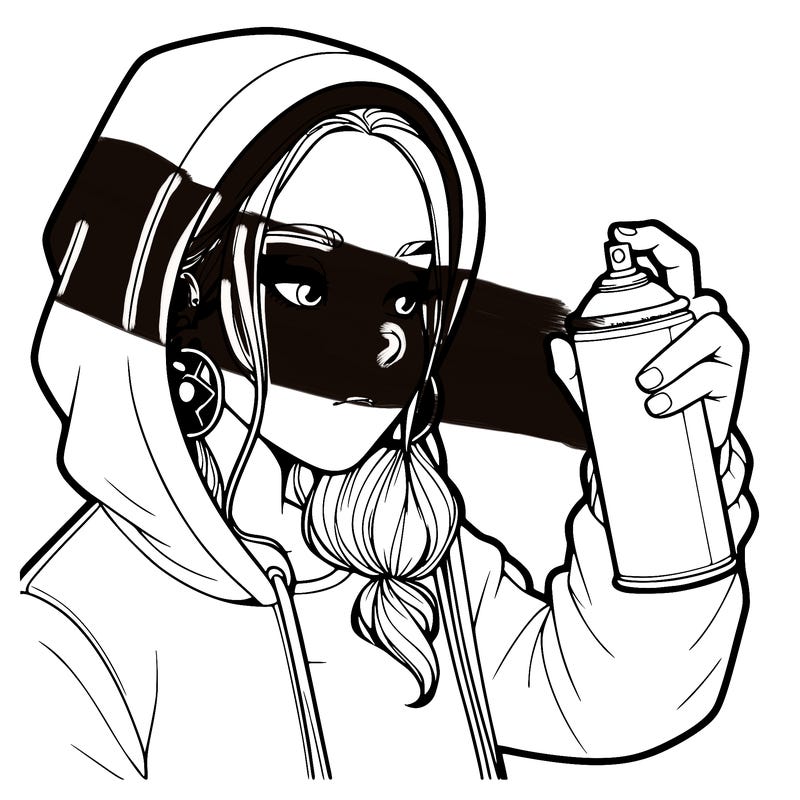 a realistic girl, spray painting