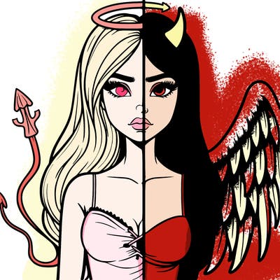 devil vs angel realistic girl