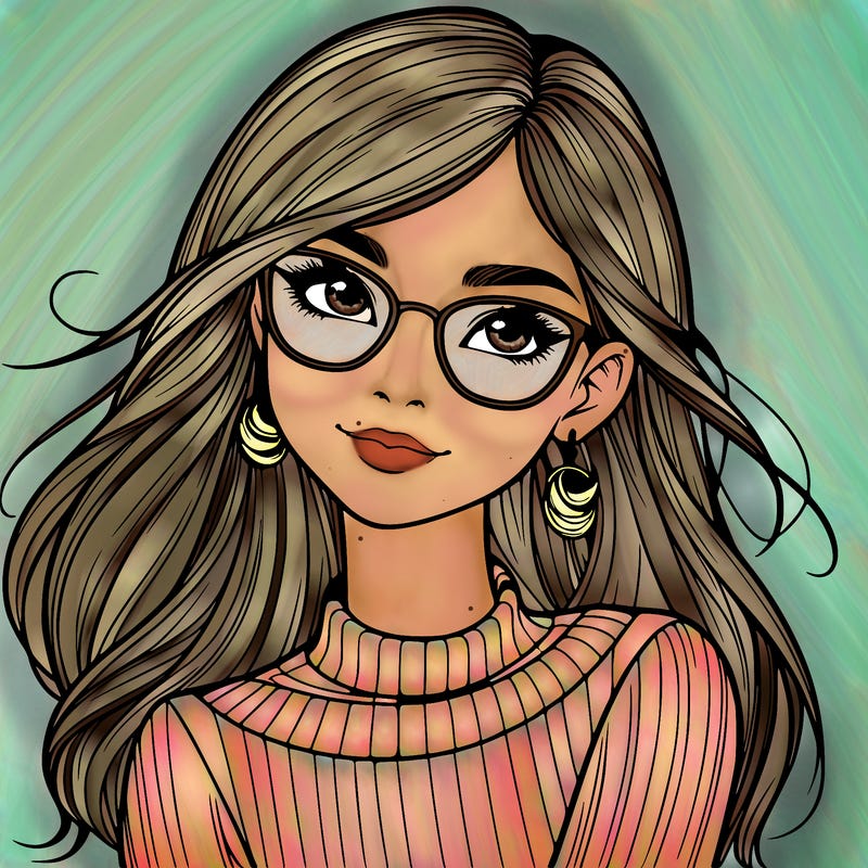 realistic girl with glasses