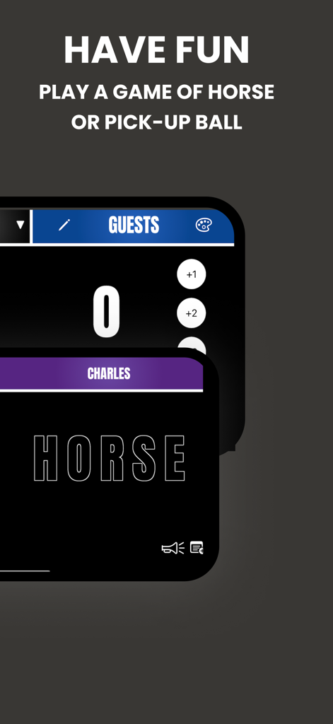 Basketball Scoreboard - HOOP - Basketball scoreboard app interface for HORSE and pickup games
