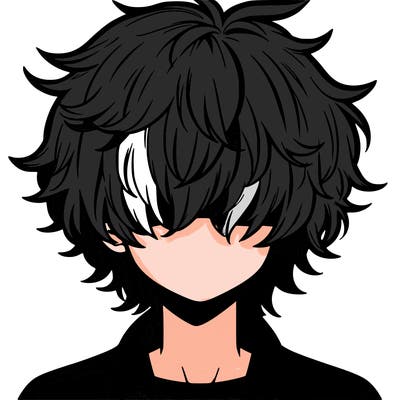 manga boy fluffy hair covering his eyes