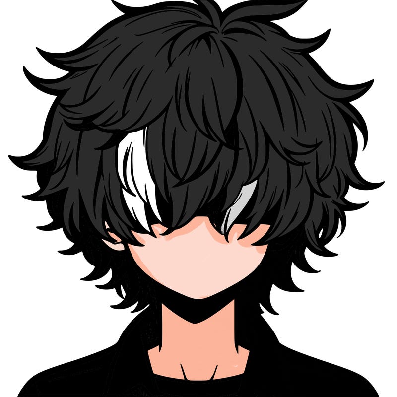 manga boy fluffy hair covering his eyes