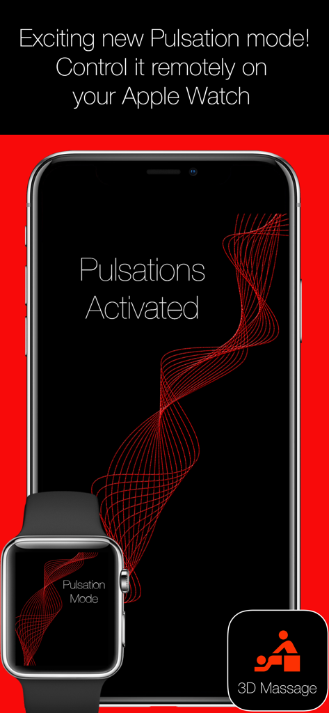 iPhone and Apple Watch displaying the 3D Massage app remote pulsation mode