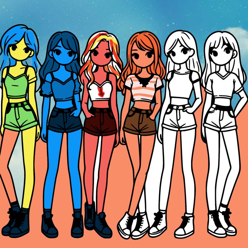 a group of girls wearing crop tops and shorts