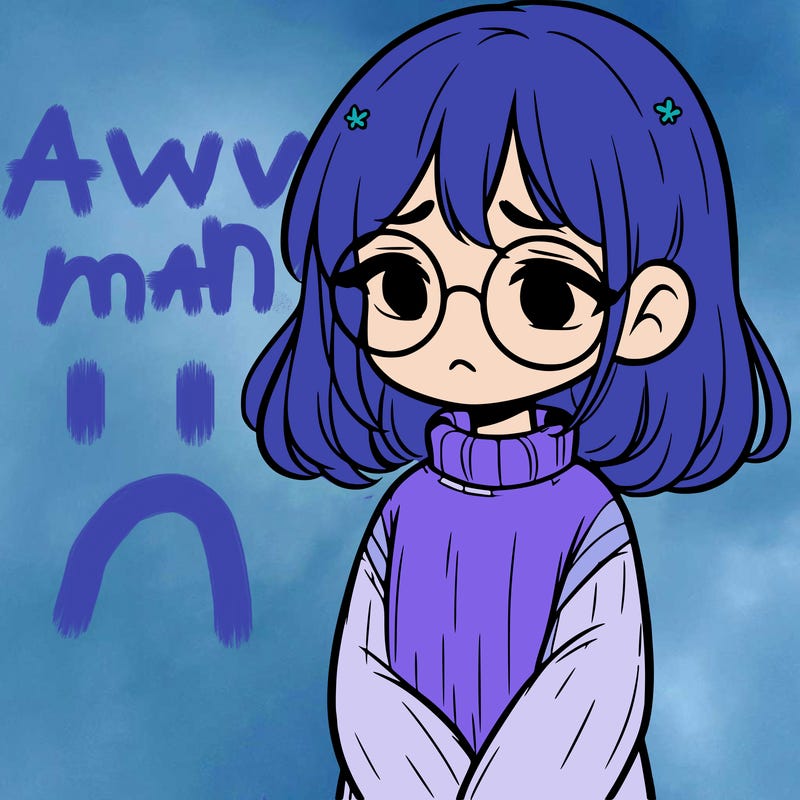 sad girl with glasses in a sweater