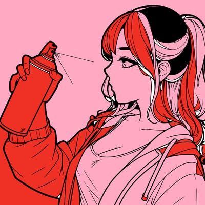 a realistic girl spray, painting