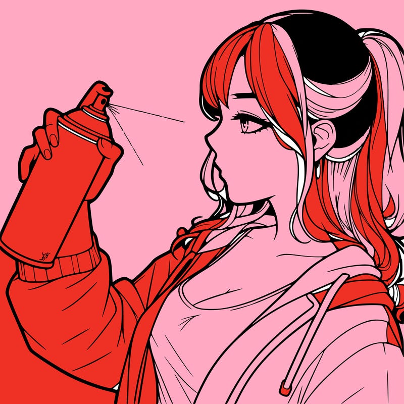 a realistic girl spray, painting