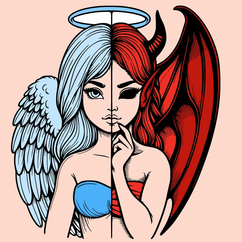 realistic angel half demon