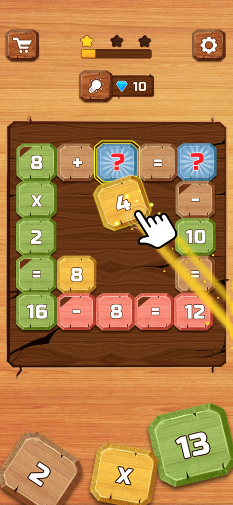 Math Games For Adults - 木製のボード上の数字タイルを使った数学パズルのゲームプレイ