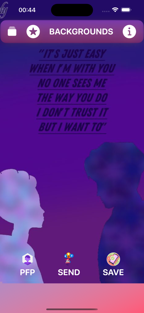 Cute Lily Lovebraid Keyboard - Purple aesthetic background with two silhouettes and a romantic quote