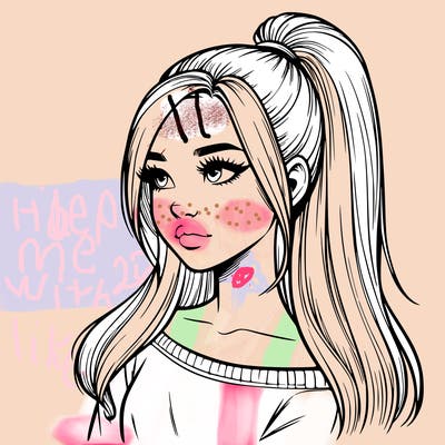 realistic girl with a high ponytail