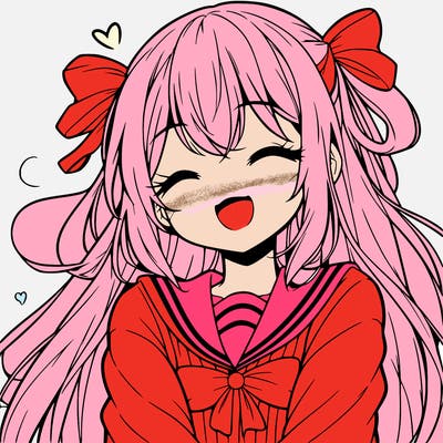 pretty anime girl who is happy