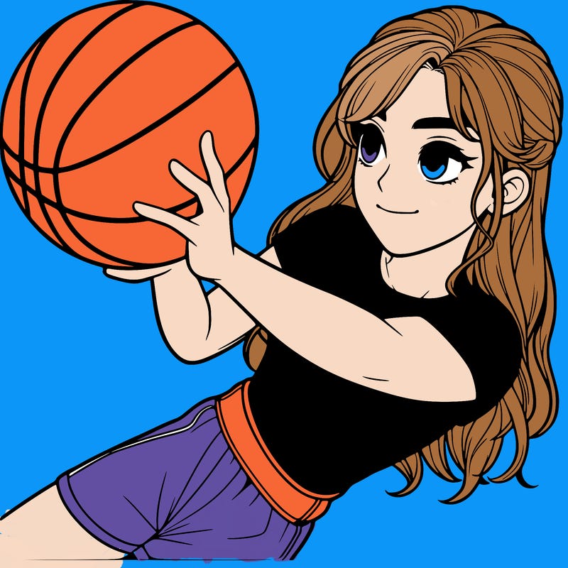 realistic girl playing basketball