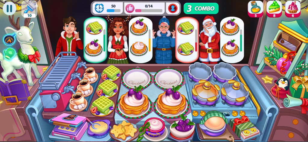 Christmas Chef Cooking Game - Festive kitchen gameplay in Christmas Chef Cooking Game featuring Santa Claus and holiday desserts