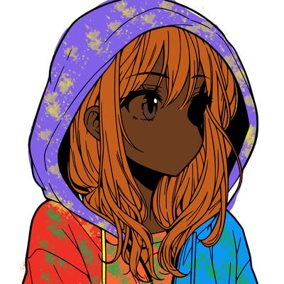 manga girl in hoodie