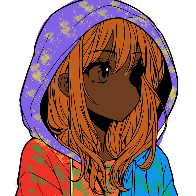 manga girl in hoodie