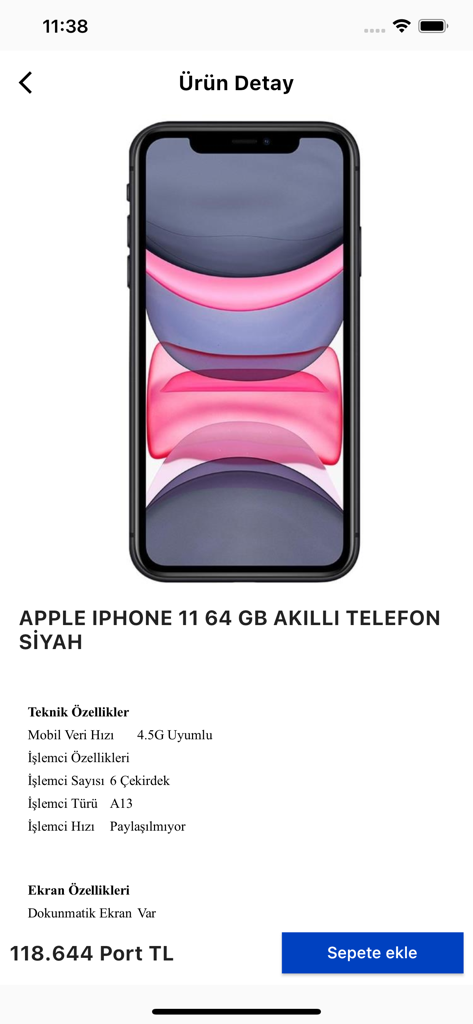 Flex-Port - Product detail screen for an iPhone 11 within the Flex-Port corporate rewards app