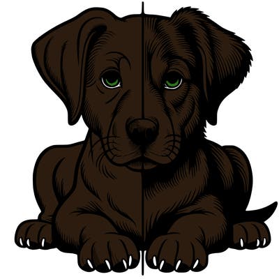 realistic dog split picture