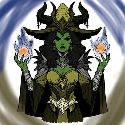 realistic evil sorceress fantasy chaos