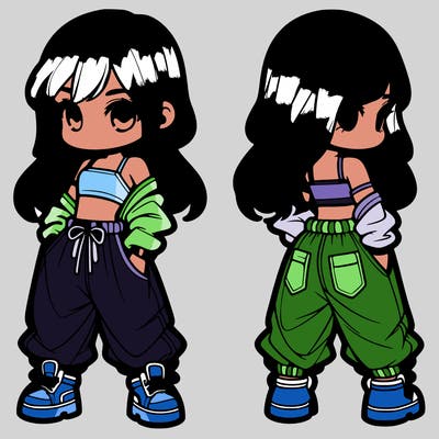 girl in crop top and baggy pants