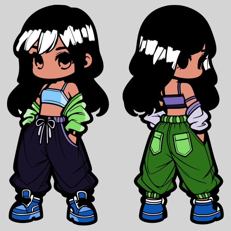 girl in crop top and baggy pants