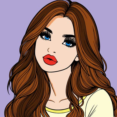 realistic girl with hair on her hair and lips