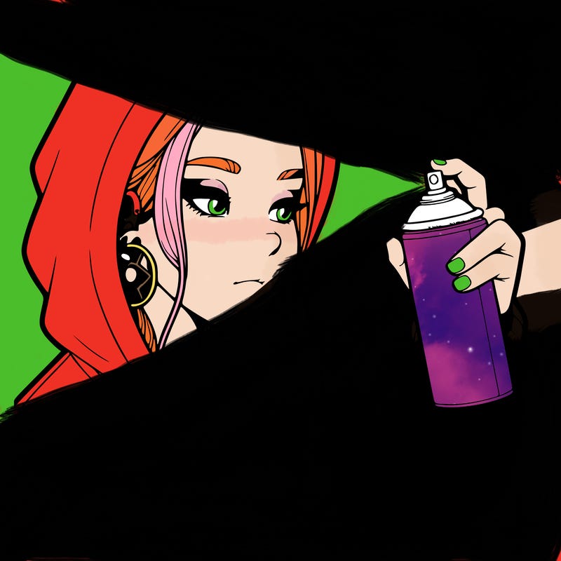 a realistic girl, spray painting