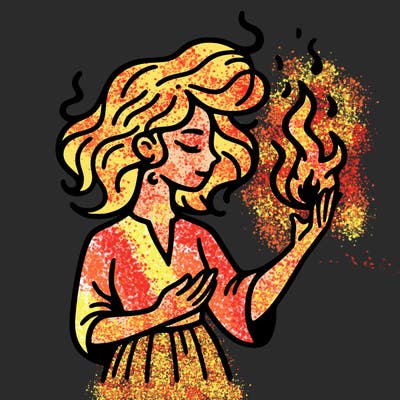 woman with fire
